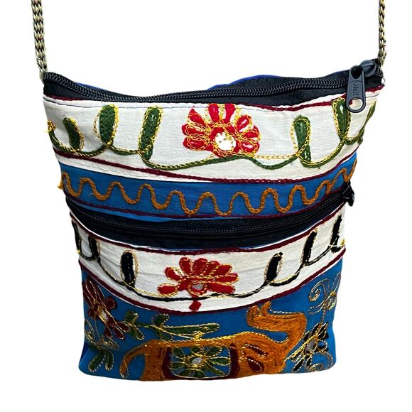 Handbags - Lucky Elephant Indian Boho Crossbody Handbag Purse Braided Strap Embroidered